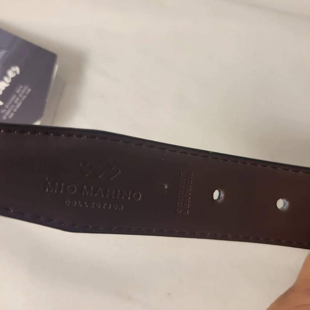 Mio Marino Leather Belt Mens 30 Mahogany Burnt Umber Classy Prong B84N-86-MBU302